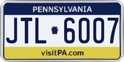 PA license plate JTL6007