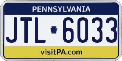 PA license plate JTL6033