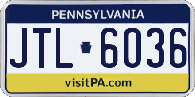 PA license plate JTL6036