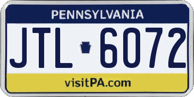 PA license plate JTL6072