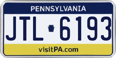 PA license plate JTL6193