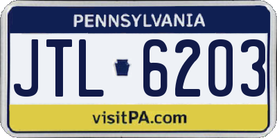 PA license plate JTL6203