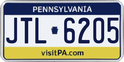 PA license plate JTL6205