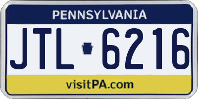 PA license plate JTL6216