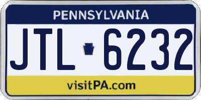PA license plate JTL6232