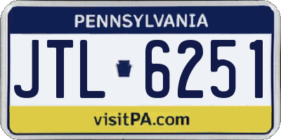PA license plate JTL6251