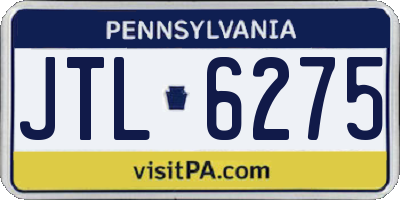 PA license plate JTL6275