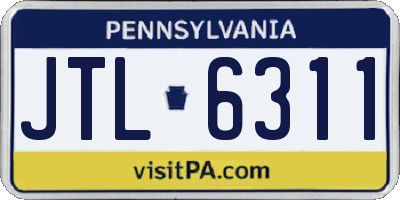 PA license plate JTL6311