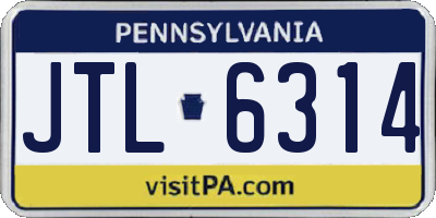 PA license plate JTL6314