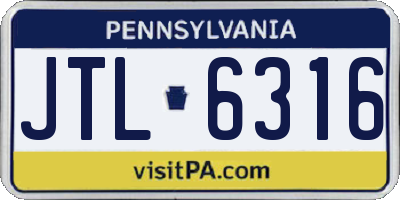PA license plate JTL6316
