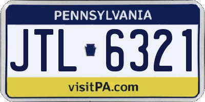 PA license plate JTL6321
