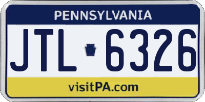 PA license plate JTL6326