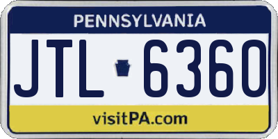 PA license plate JTL6360