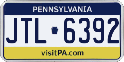 PA license plate JTL6392