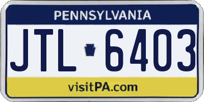 PA license plate JTL6403