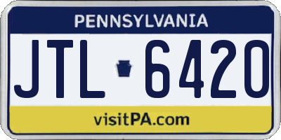 PA license plate JTL6420