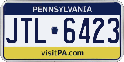 PA license plate JTL6423