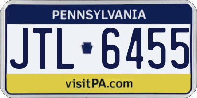 PA license plate JTL6455