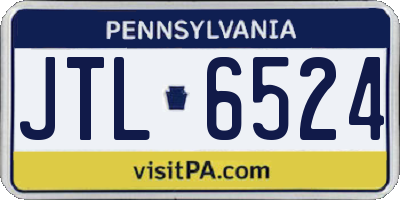 PA license plate JTL6524
