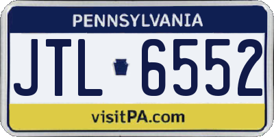 PA license plate JTL6552