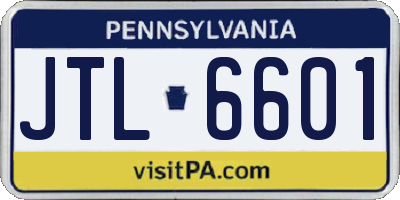 PA license plate JTL6601