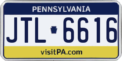 PA license plate JTL6616