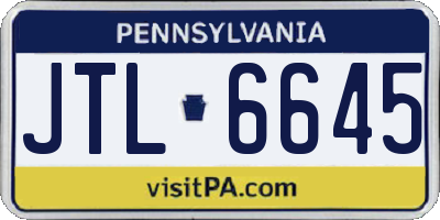 PA license plate JTL6645
