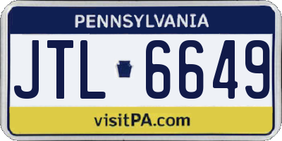 PA license plate JTL6649