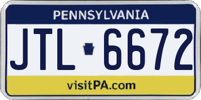 PA license plate JTL6672