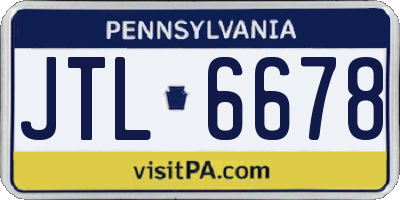 PA license plate JTL6678