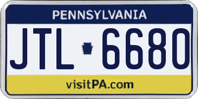 PA license plate JTL6680