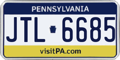 PA license plate JTL6685