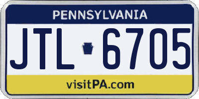 PA license plate JTL6705