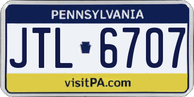 PA license plate JTL6707