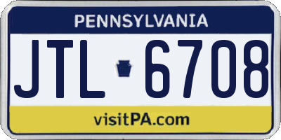 PA license plate JTL6708