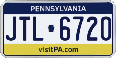 PA license plate JTL6720