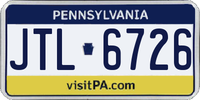 PA license plate JTL6726