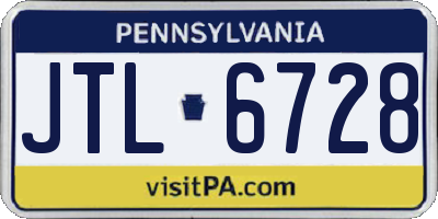 PA license plate JTL6728