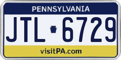 PA license plate JTL6729