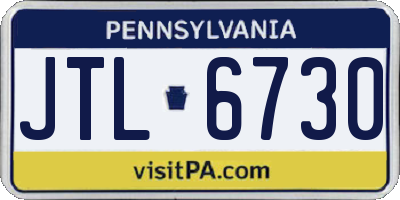 PA license plate JTL6730
