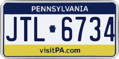 PA license plate JTL6734