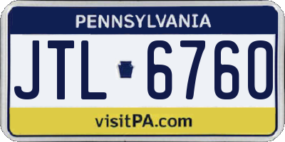 PA license plate JTL6760