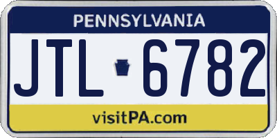 PA license plate JTL6782
