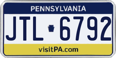 PA license plate JTL6792