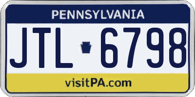 PA license plate JTL6798