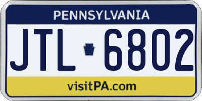 PA license plate JTL6802