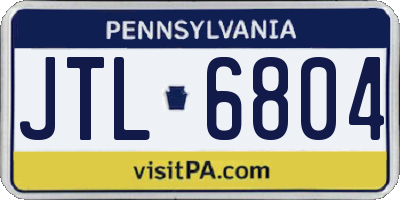 PA license plate JTL6804