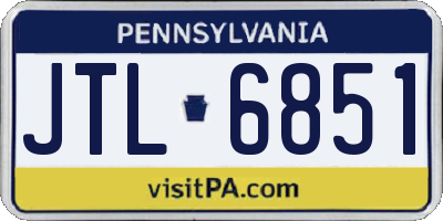 PA license plate JTL6851