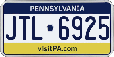 PA license plate JTL6925