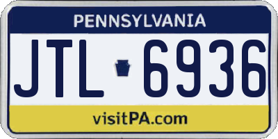 PA license plate JTL6936